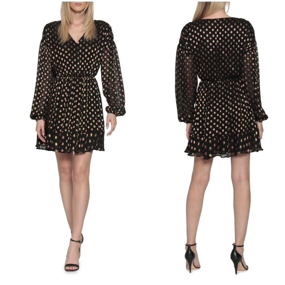 Walter Baker NWT Black and White Bishop Sleeve Cocktail Dress - Picture 2 of 2